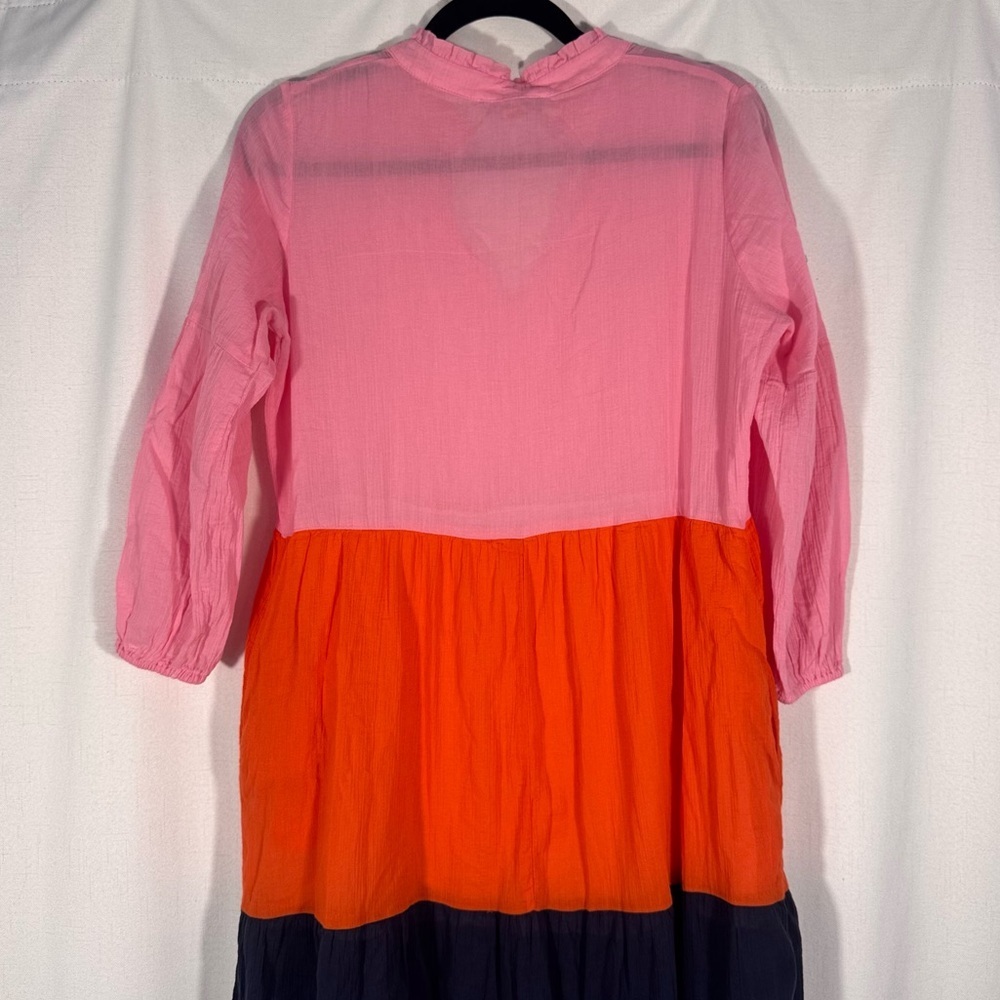 Vilagallo Vetammy Cotton Gauze 3-Tier Color Block Dress - Picture 4 of 6